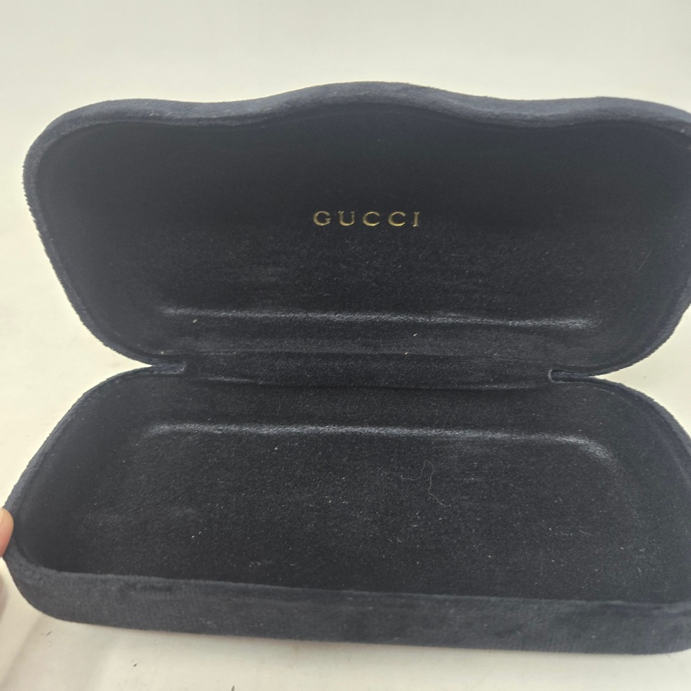 Gucci Black Velvet Sunglasses Case Hardshell Gold Logo Eyewear Protector Luxury